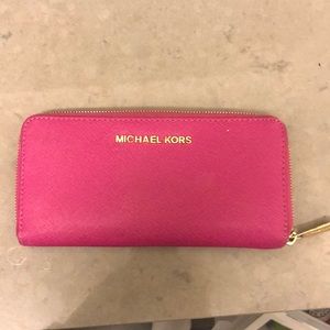 Michael Kors pink saffiano leather wallet
